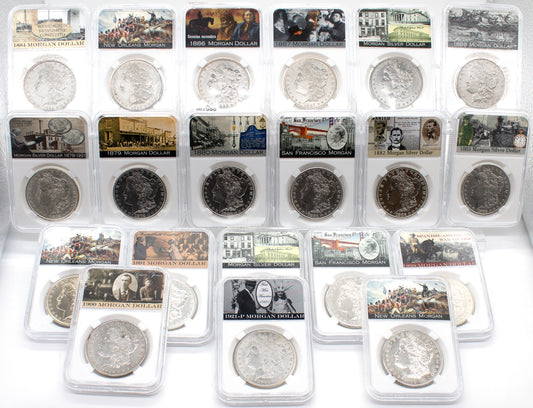 20PC 1878-1921 Mixed Mint $1 Morgan Silver Dollar Set w/ Box