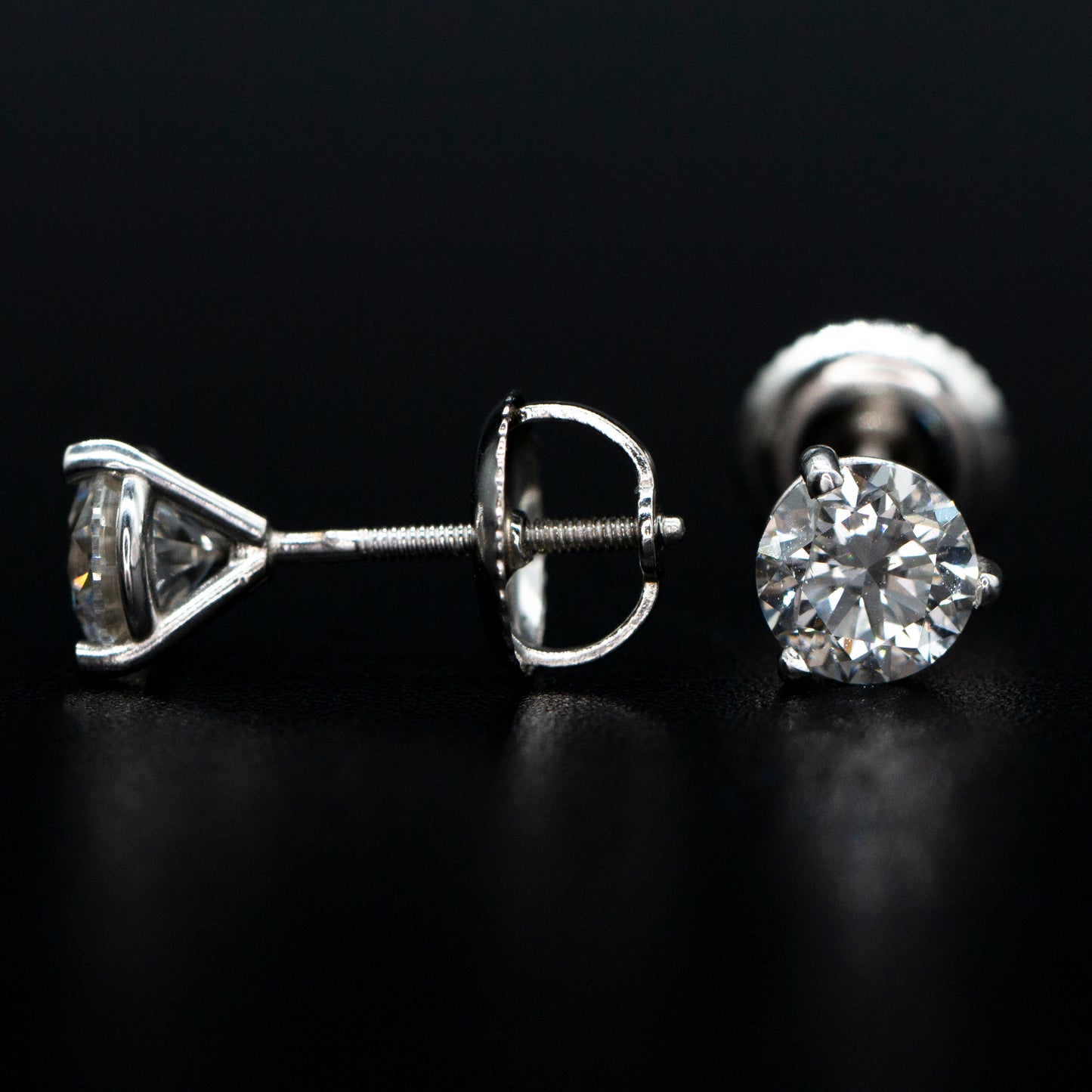 14KW .96ct Round LG VS F-G Diamond Martini Solitaire Studs