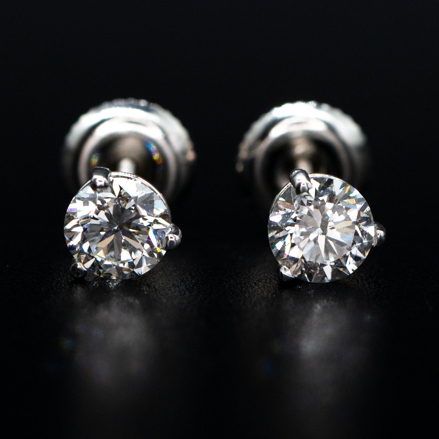 14KW .96ct Round LG VS F-G Diamond Martini Solitaire Studs