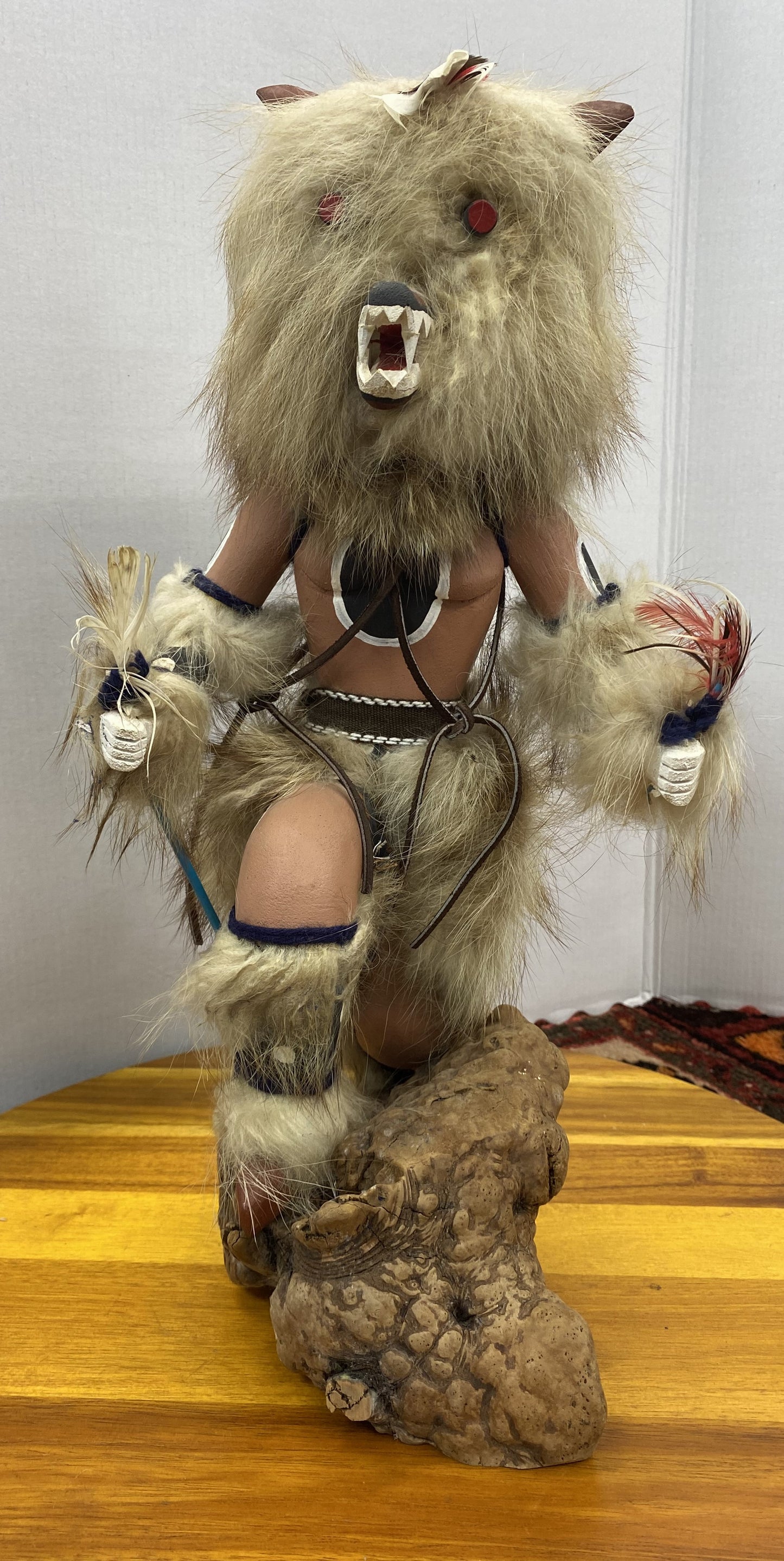 Traditional Hanmade Hopi Dancing Kachina Doll - Kweo The Wolf