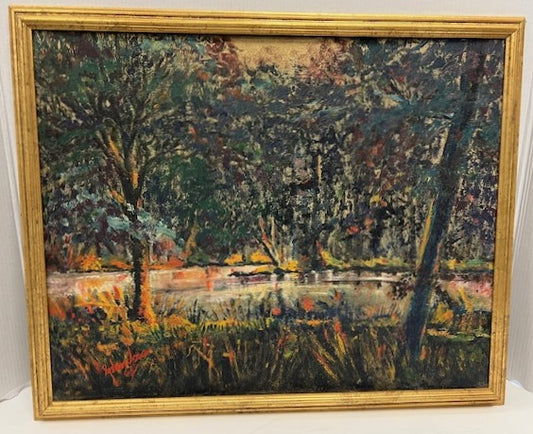 Impressionist Forest Landscape with Stream By Joseph Splendora