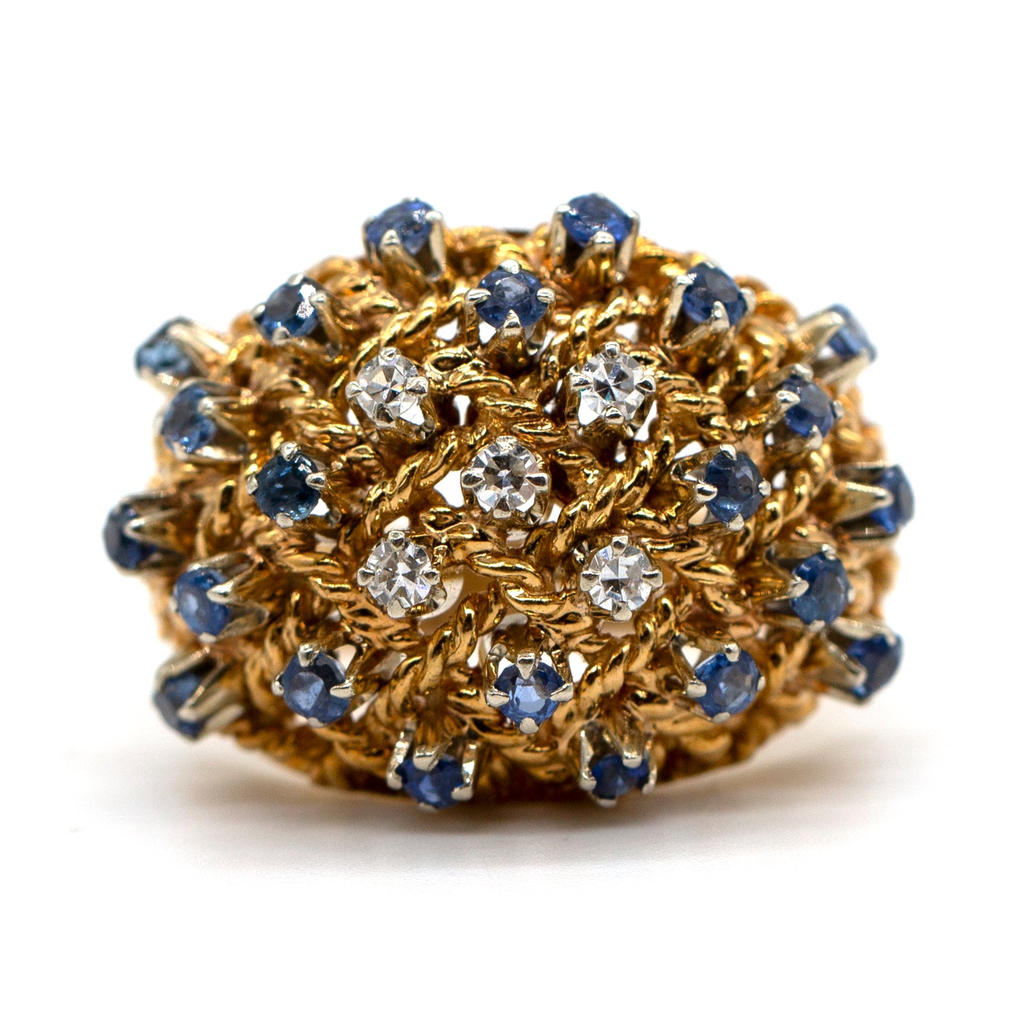 18K Yellow Gold Estate .75cttw Sapphire/.25cttw Diamond Ring