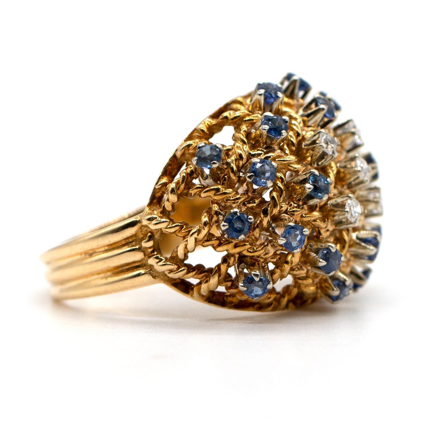 18K Yellow Gold Estate .75cttw Sapphire/.25cttw Diamond Ring