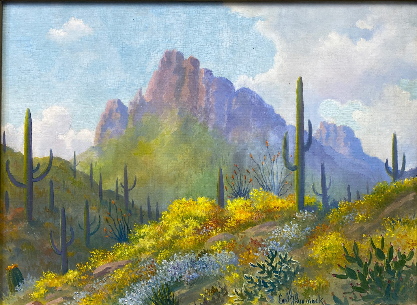 Cacti of Wickenburg signed Earl G. Hammock Oil on Masonite