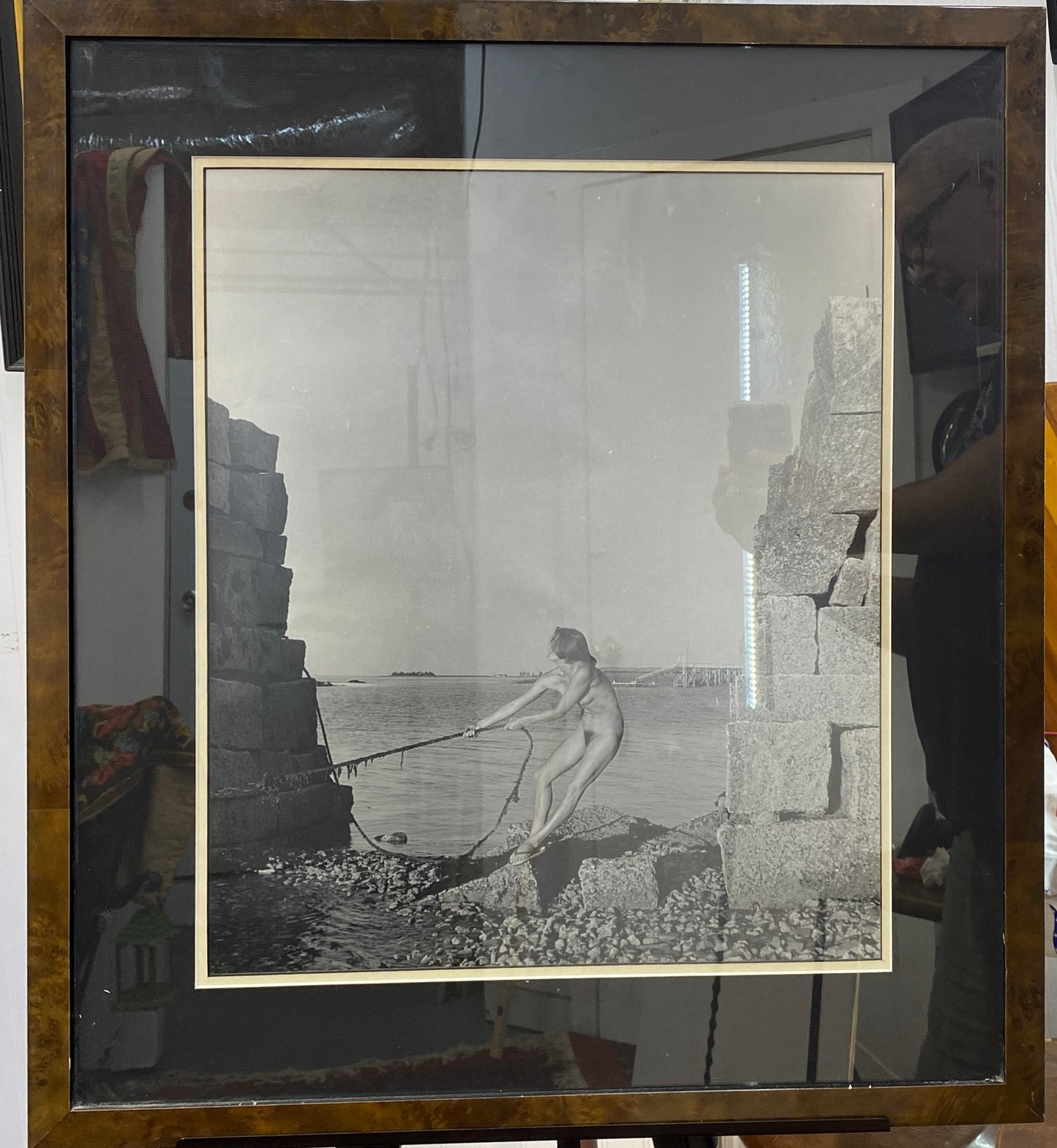 Estate Nude Woman Photograph Pulling Rope