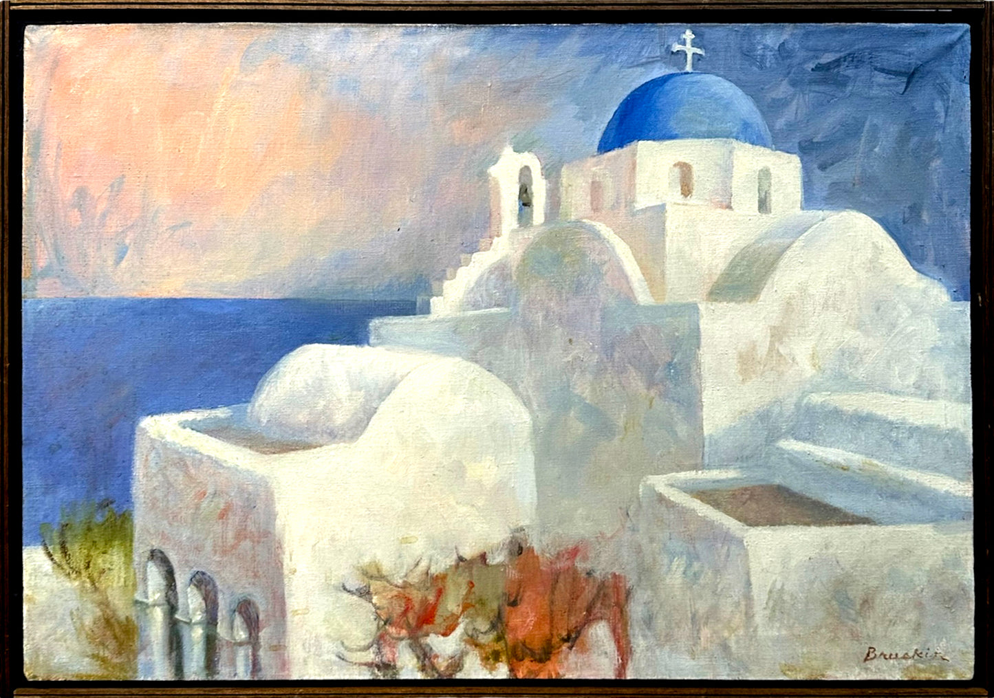 Kathleen Bruskin Church in Paros, Greece Oil on Canvas