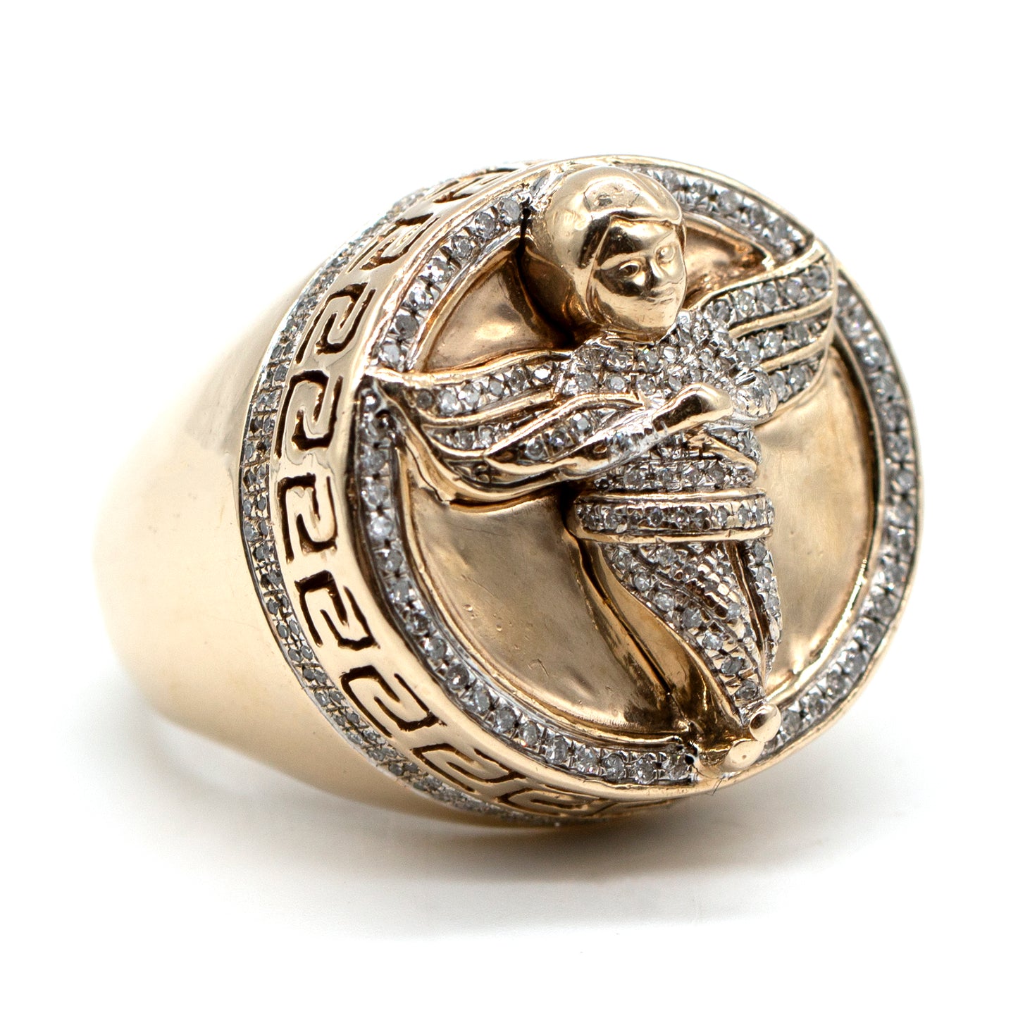 10K Yellow Gold Estate 1cttw Diamond Cherub Ring