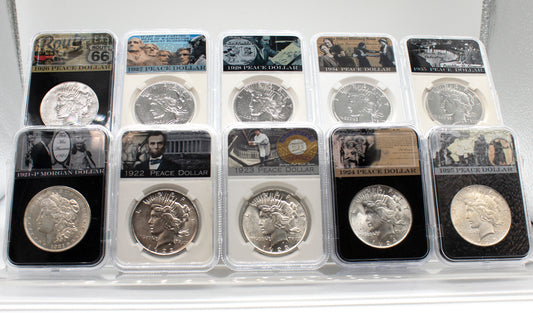 10pc 1921-1935 $1 Morgan/ Peace Silver Dollar Set