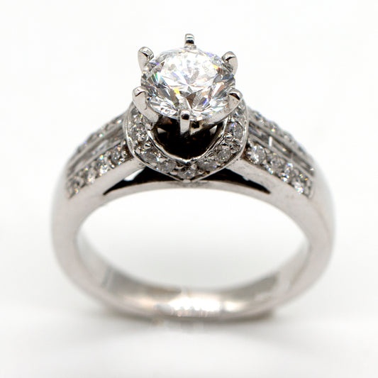 Estate 14K White Gold 1.75cttw LG/Nat Diamond Engagement Ring
