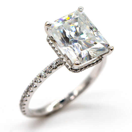 18K White Gold 5.03ct Moissanite/ .35cttw Diamond Engagement Ring
