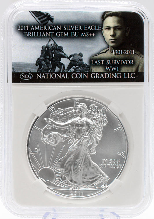 2011 Last US WWI Survivor $1 American Silver Eagle GEM BU