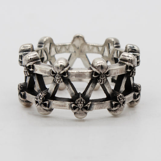 Sterling silver 12.2g Woven Skull Band Ring