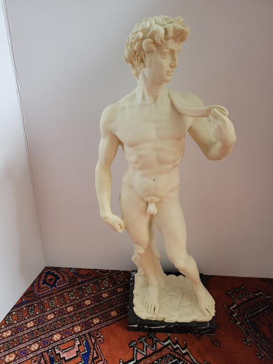 Vintage 1960s A. Santini Sculpture of David on Marble Base