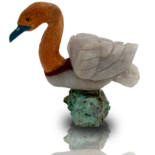 Vintage Peruvian Hand Carved Swan w/ Stand