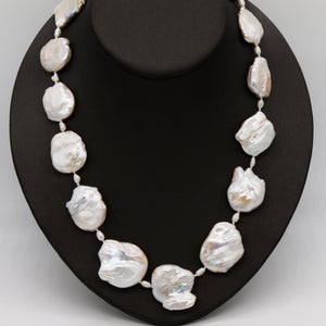14K Yellow Gold 22inch Baroque Freshwater Pearl Necklace