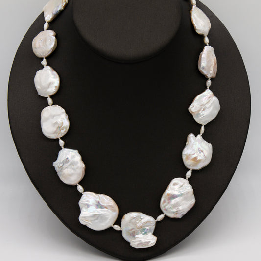 14K Yellow Gold 22inch Baroque Freshwater Pearl Necklace