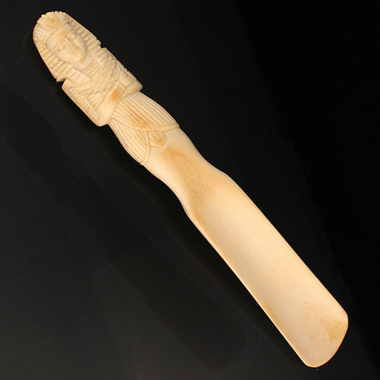 Vintage Carved Pre Ban Ivory King Tut  Shoe Horn Egyptian Revival