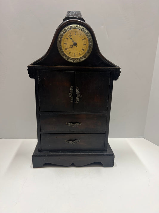 Antique Style Wooden Jewelry Box Armoire and Clock Tower