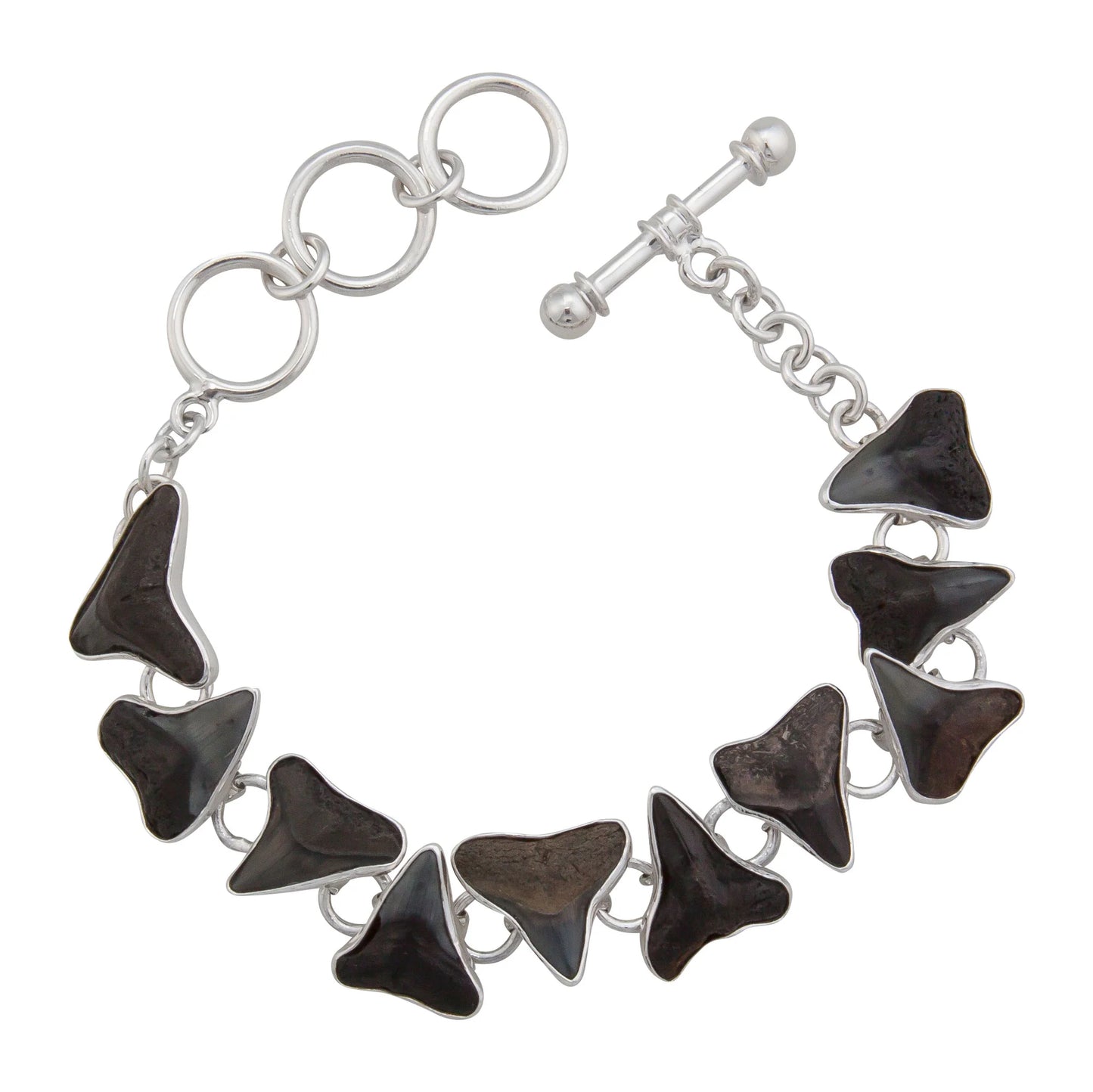 Sterling Silver Fossil Shark Teeth Bracelet