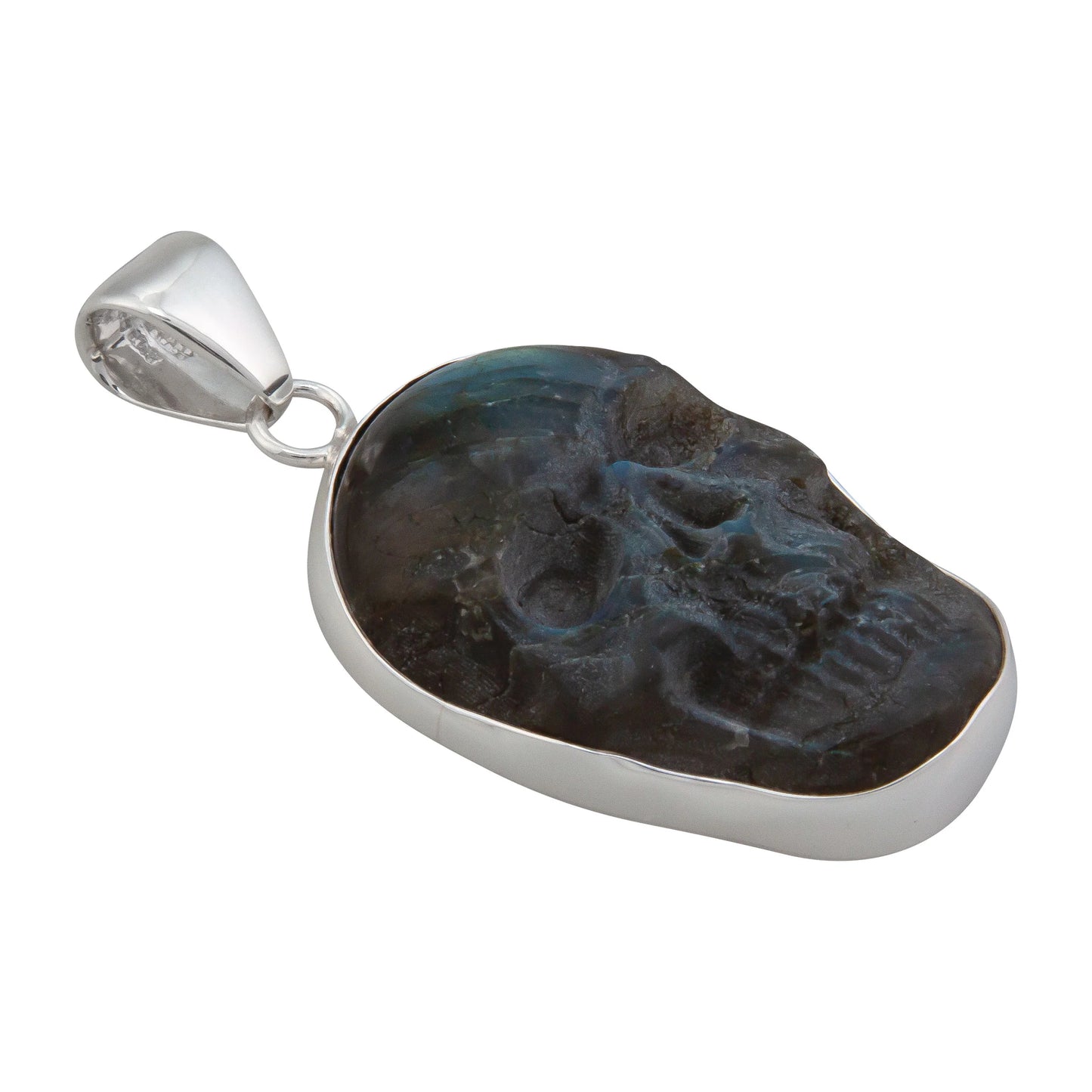 Sterling Silver Labradorite Skull Pendant