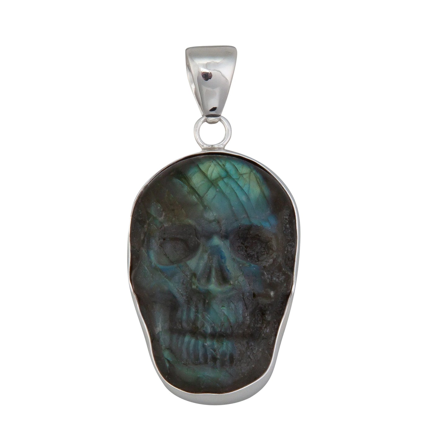 Sterling Silver Labradorite Skull Pendant