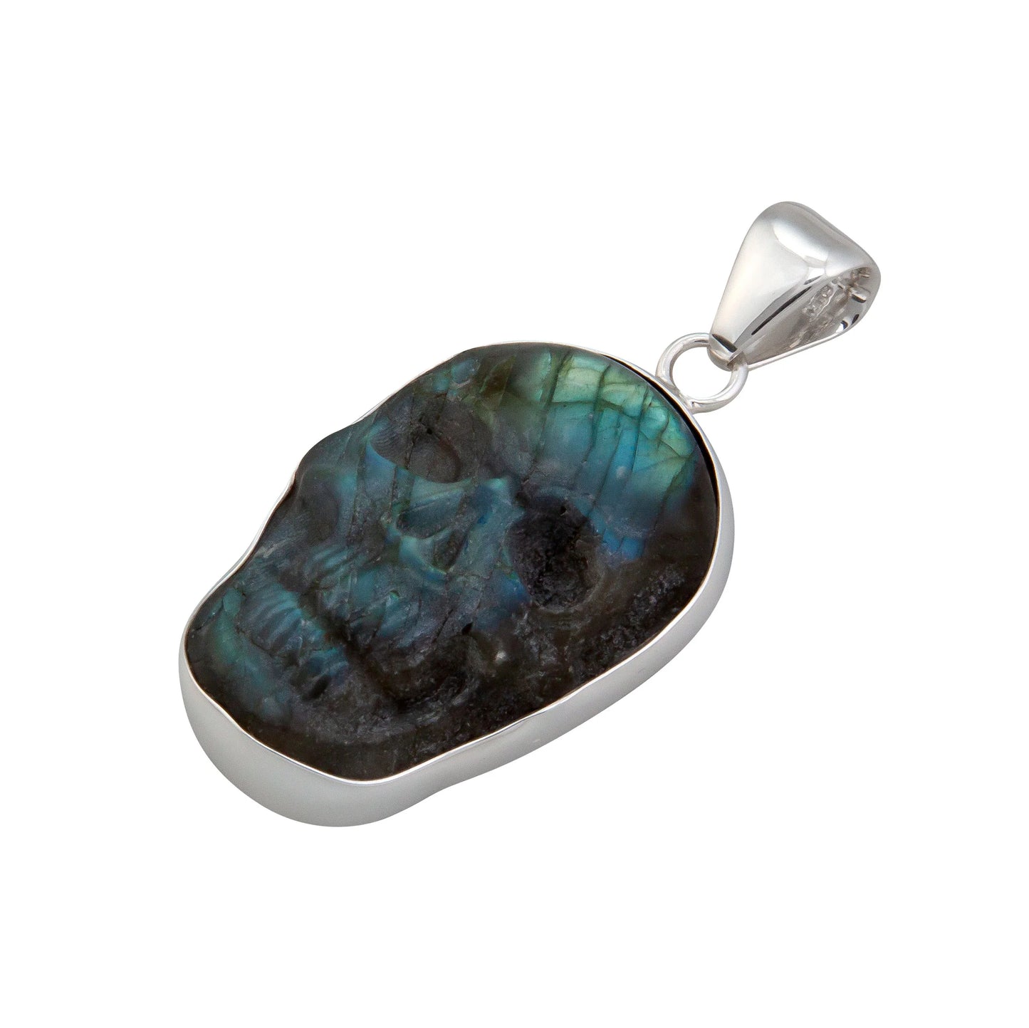 Sterling Silver Labradorite Skull Pendant