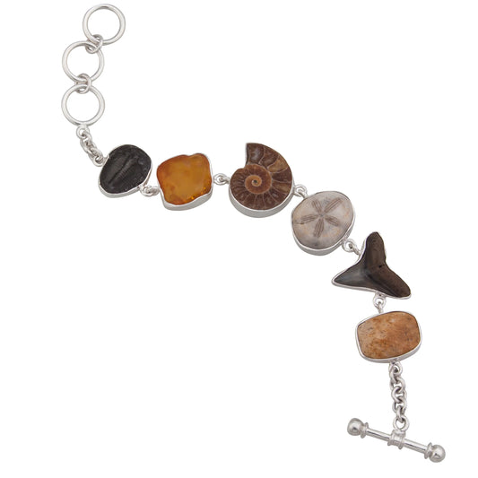 Sterling Silver Small Multi-Fossil Bracelet