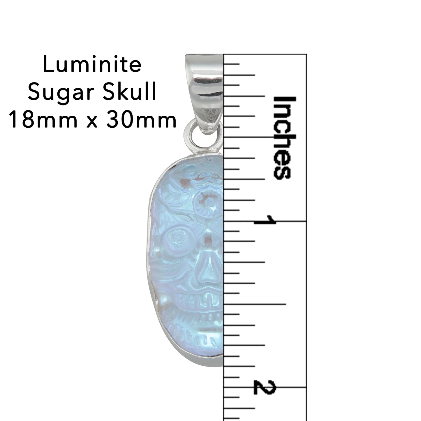 Sterling Silver Sugar Skull Luminite Pendant