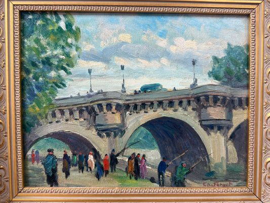 Paris Pont Neuf (New Bridge) Oil Painting By Charles A. Forgelot