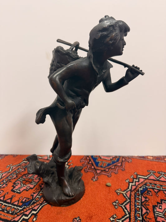 Vintage 1960s  Bronze Statue The Grape Picker Sculpture