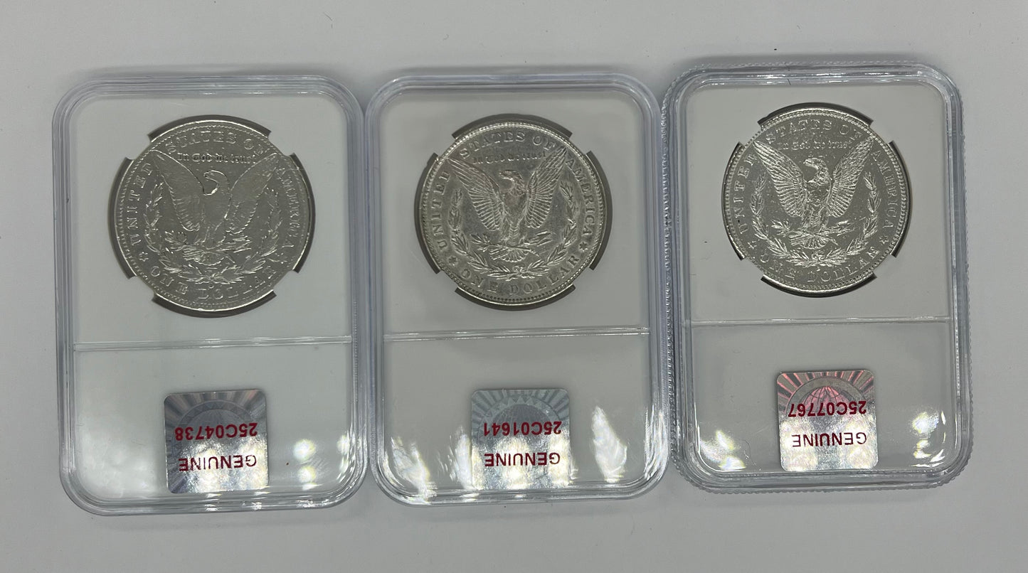 3PC 1881-S/87-P/99-O Morgan Silver Dollar MS63/NGC Toner Set