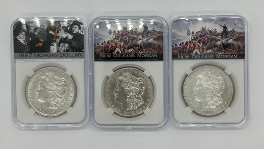 3PC 1887/1902-O/04-O Morgan Silver Dollar MS63/NGC Toner Set