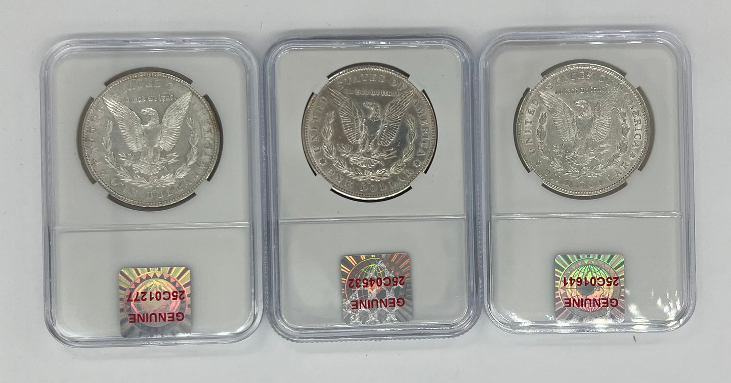 3PC 1887/1902-O/04-O Morgan Silver Dollar MS63/NGC Toner Set