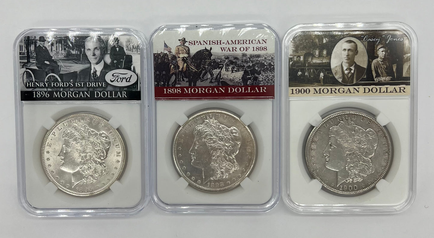 3PC 1896/98/1900 Morgan Silver Dollar MS63/NGC Philly Set