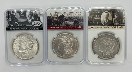 3PC 1896/98/1900 Morgan Silver Dollar MS63/NGC Philly Set