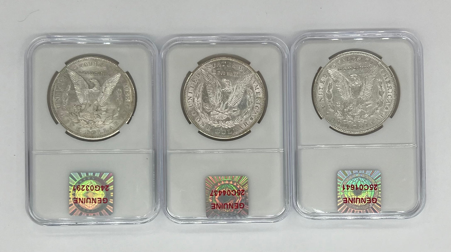 3PC 1887/89/98 Morgan Silver Dollar MS63/NGC Toner Set