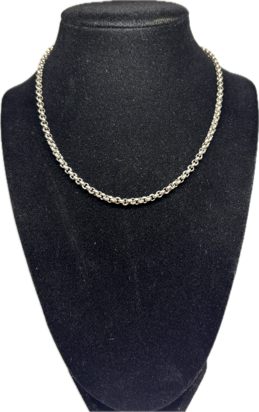 Elegent .935 Sterling Silver Rolo Chain Necklace