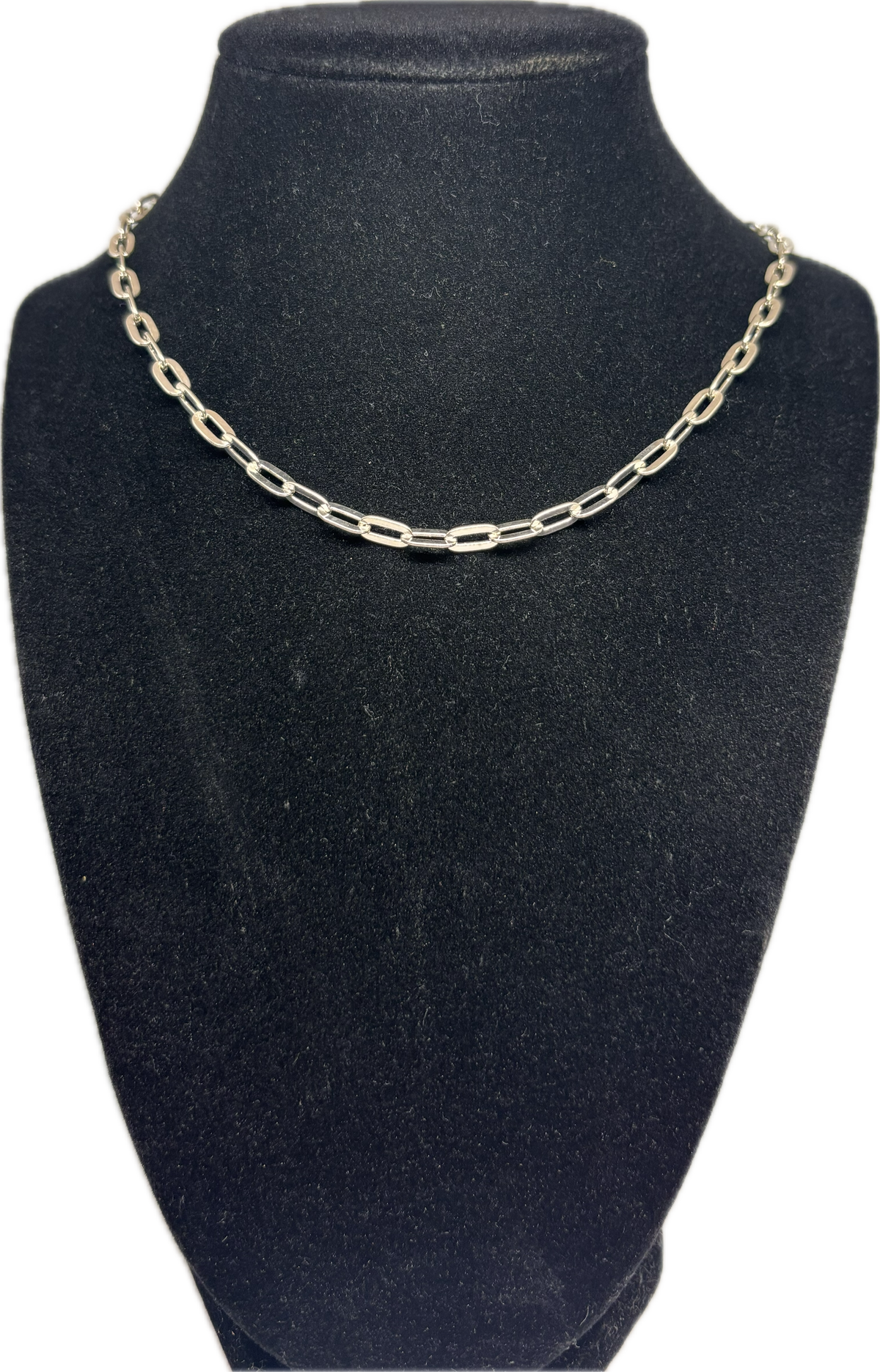 Sterling Silver Paper Clip Link Chain Necklace with Lobster Clasp