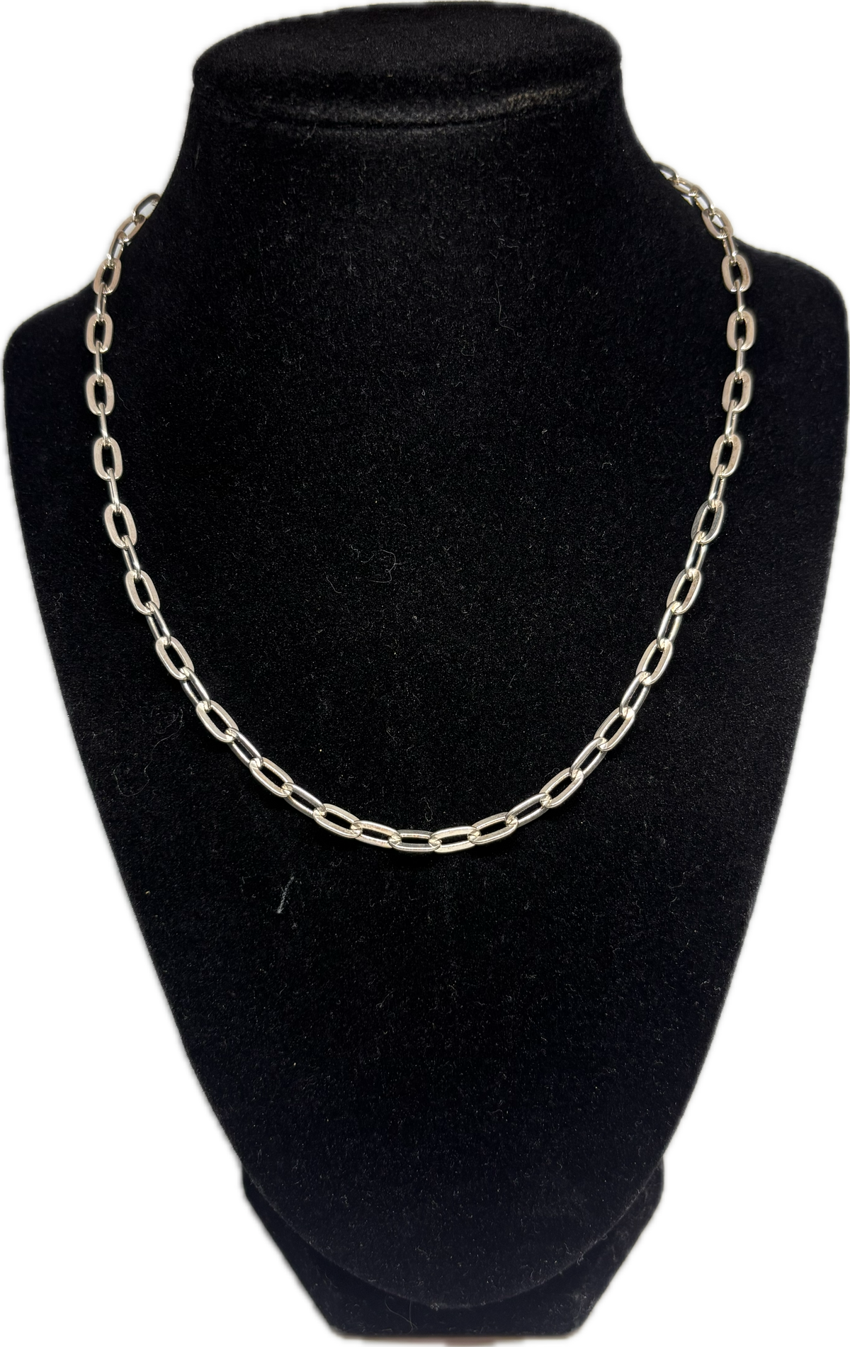 Sterling Silver Paper Clip Link Chain Necklace with Lobster Clasp