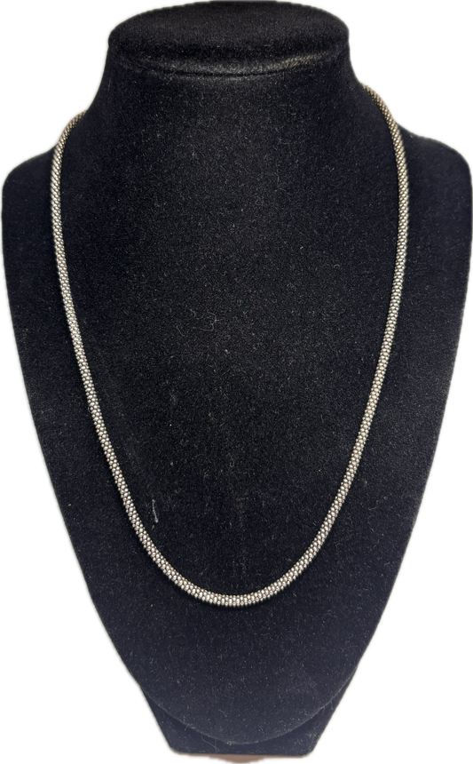 20" Sterling Silver Popcorn Chain Necklace - Unique Beaded Design