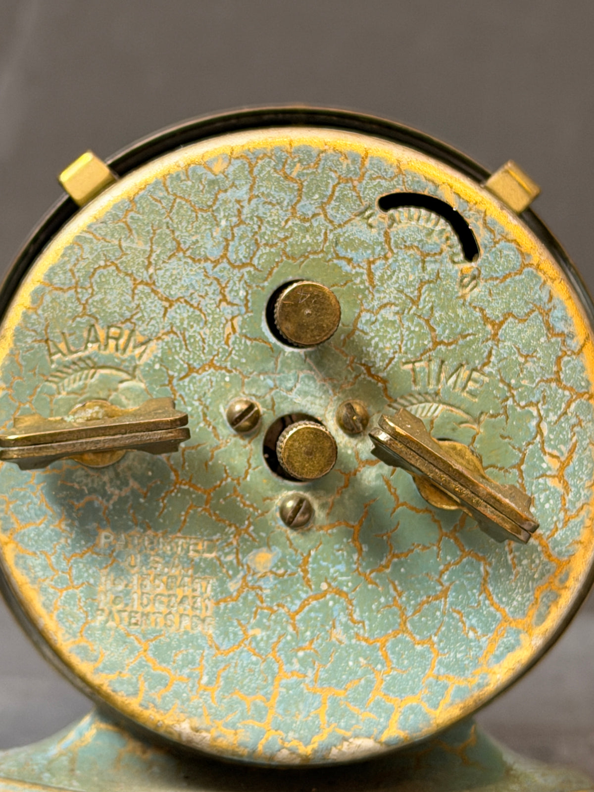 Antique 1927 Baby Ben Deluxe Mechanical Blue Crackle Alarm Clock