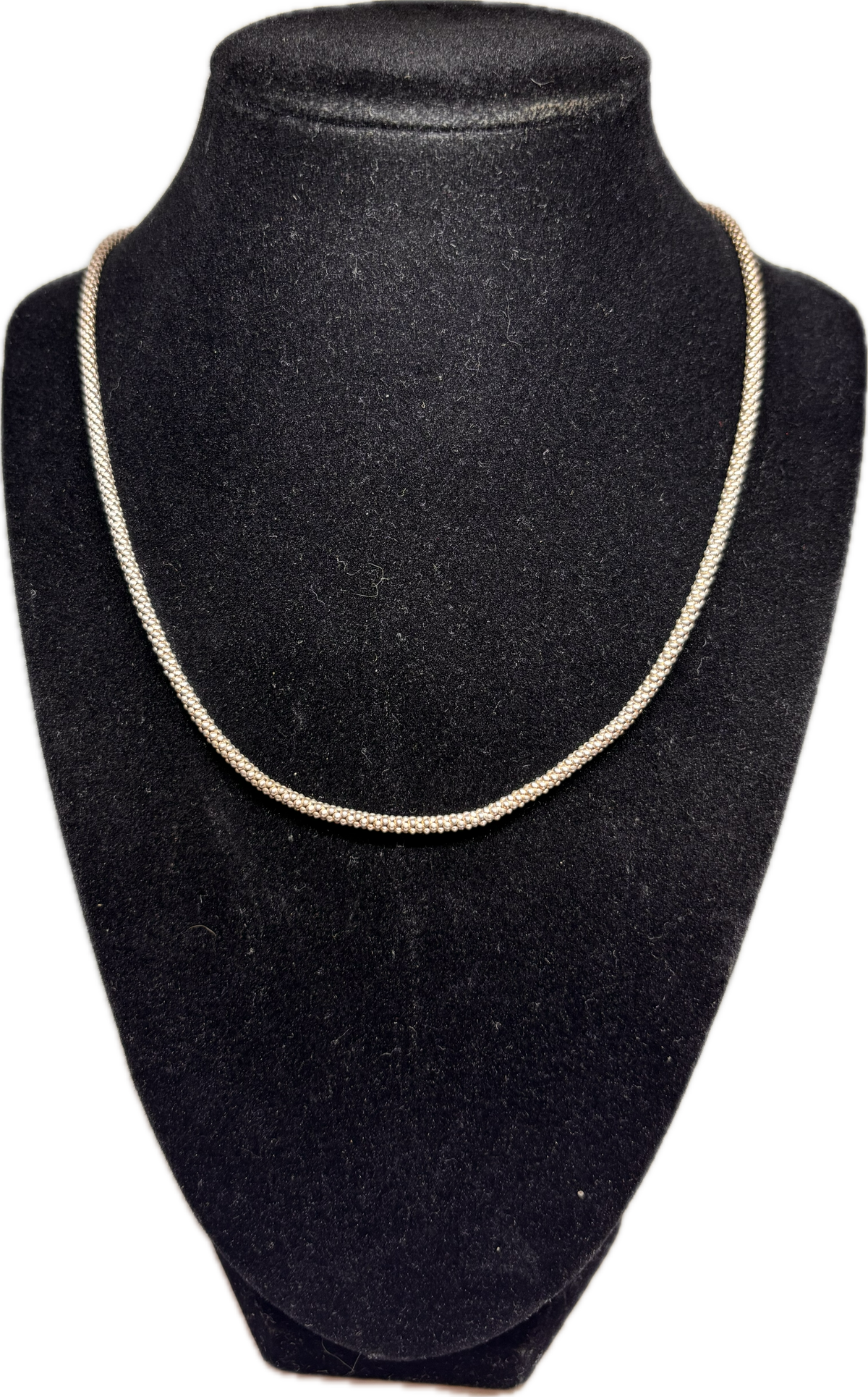 18" Sterling Silver Popcorn Chain Necklace - Unique Beaded Design