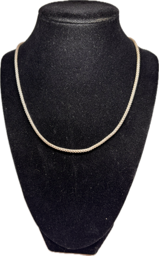 18" Sterling Silver Popcorn Chain Necklace - Unique Beaded Design