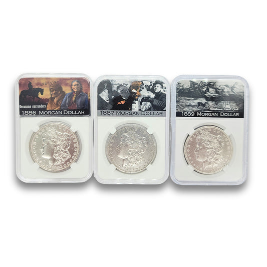 3PC 1886/1887/1889 Morgan Silver Dollar MS63/NGC Toner Set