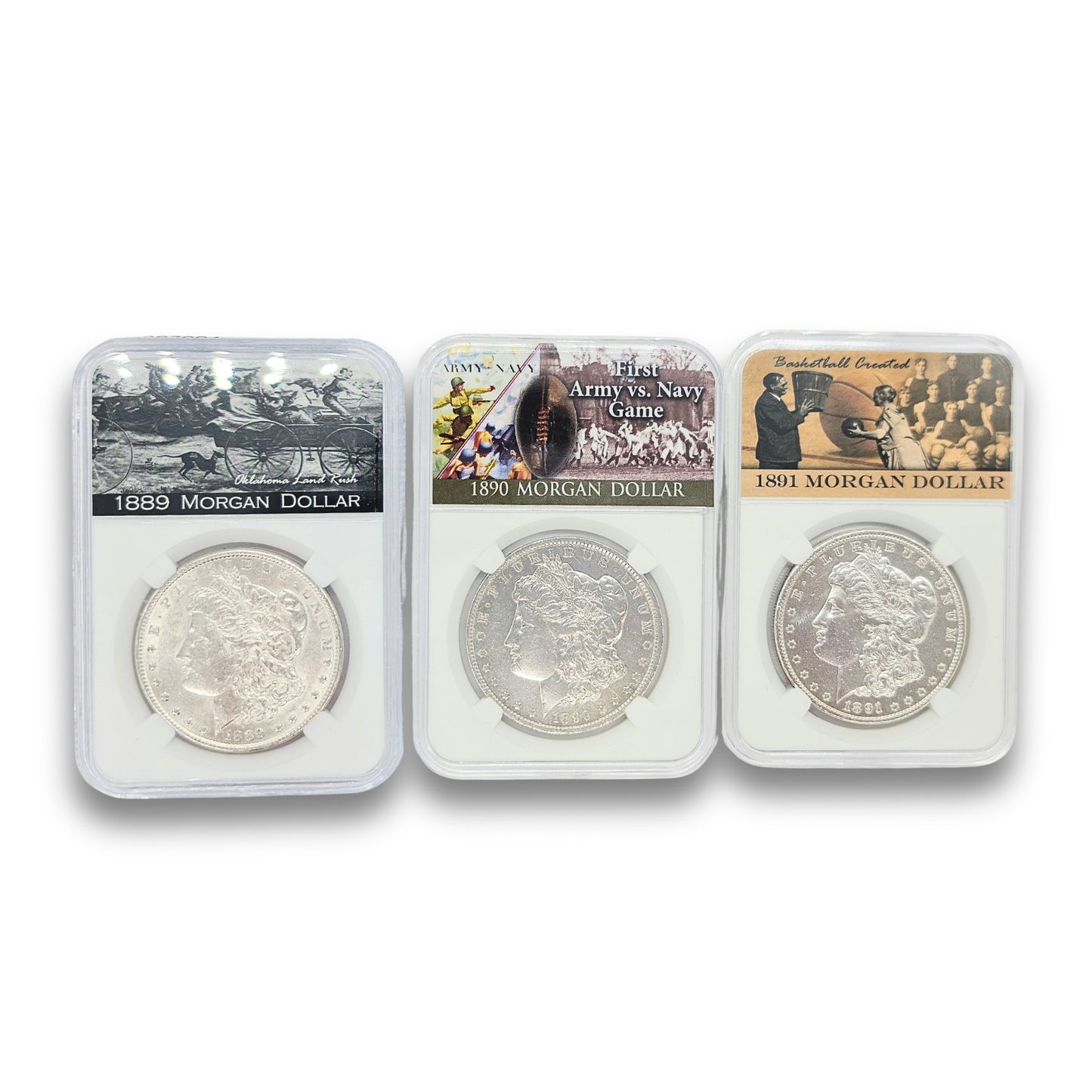 3PC 1889-1891 Mixed Mint $1 Morgan Silver Dollar Set