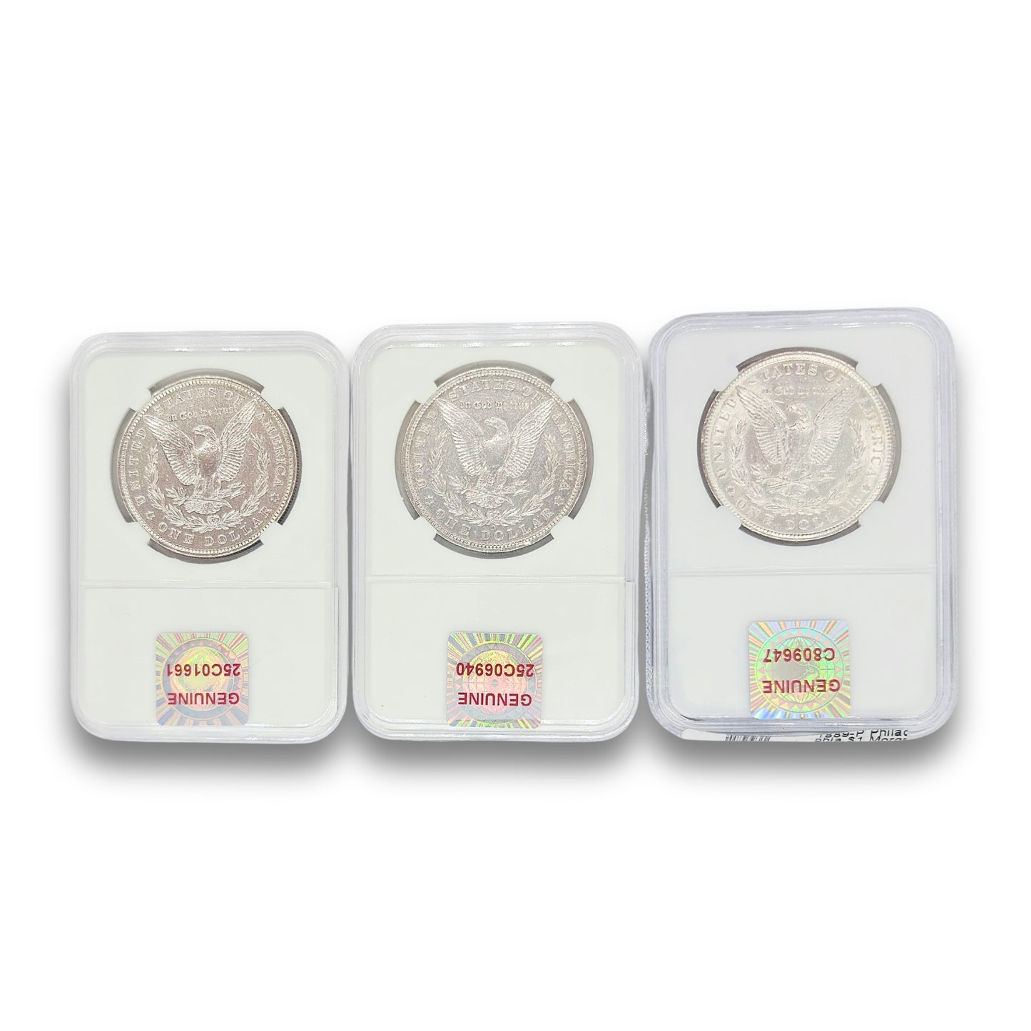 3PC 1889-1891 Mixed Mint $1 Morgan Silver Dollar Set