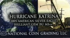 2005 Hurricane Katrina Gem Mint BU $1 American Silver Eagle w/ Case