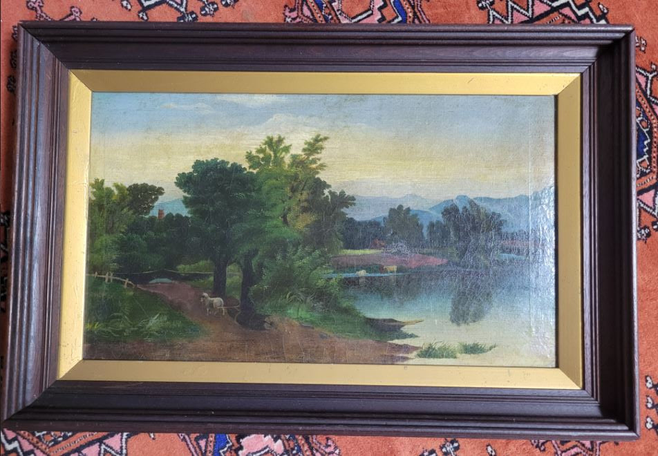 19th Century Countryside Landscape Oil on Canvas