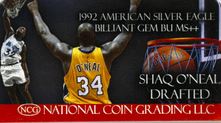 1992 Shaquille O'Neal Drafted Gem Mint $1 American Silver Eagle w/ Case