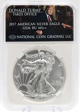 2017 Trump takes Office $1 American Silver Eagle GEM BU